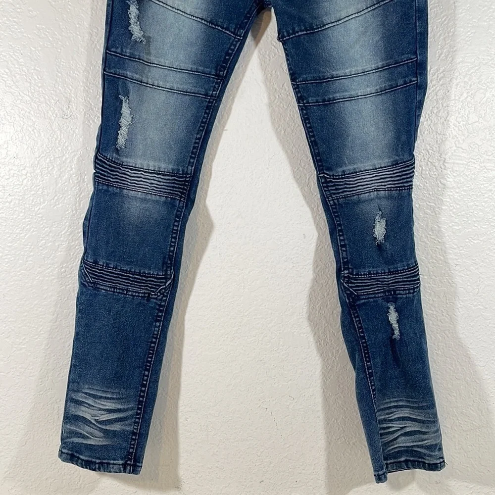 LEVEL 1 DENIM Super Skinny Fit Distressed Moto Jeans Size 32x32